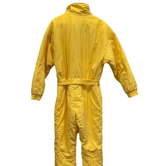 Subello Sz 14 Yellow Ski Snow Suit Belted Zip Snap Rad Vintage 80s90s April TMNT - Picture 8 of 10
